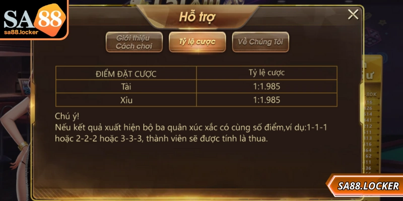 Game cung cấp cho người chơi nhiều cửa cược khác nhau