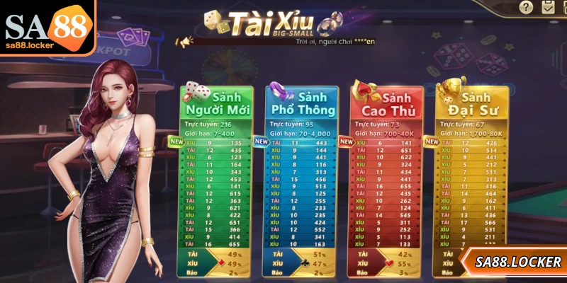 Tài xỉu SA88 với đa dạng sảnh cược